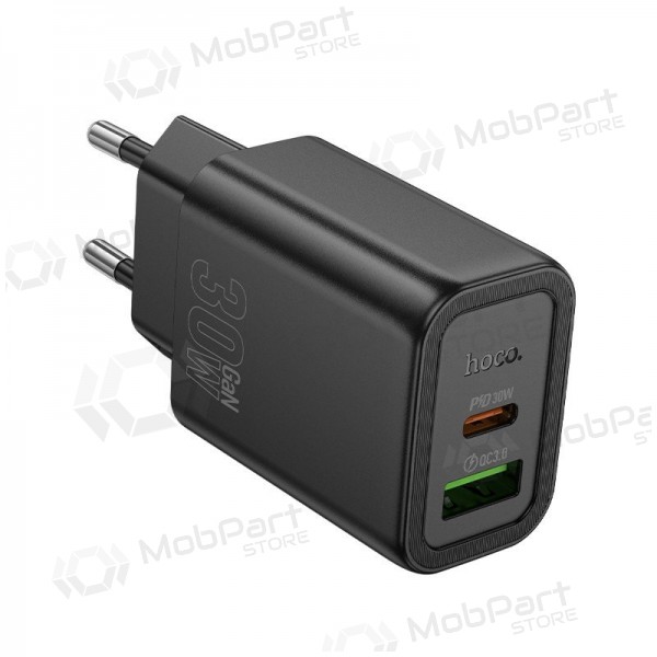 Telefonladdare Hoco N63 30 W GaN USB-C + USB-A svart