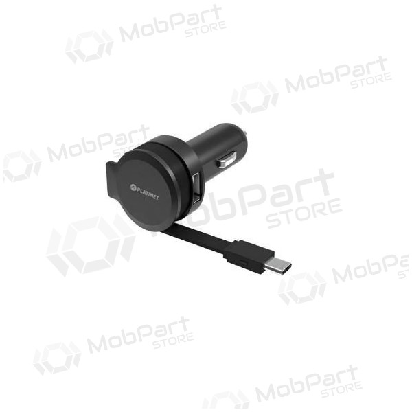 Billaddare Platinet su Type-C laidu (1xUSB 2.4A) (svart)