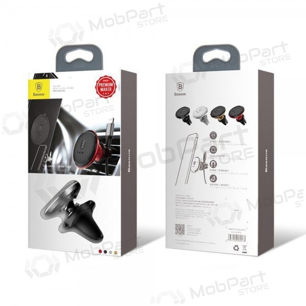 Telefono laikiklis Baseus Magnetic Air Vent With Cable Clip svart SUGX020001