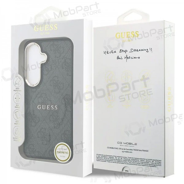 Samsung Galaxy S26 fodral - Guess PU Leather 4G Gold Frame Magnetic (svart)