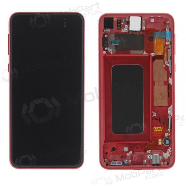 Samsung G970F Galaxy S10e skärm (Cardinal Red) (med ram) (begagnad grade A, original)