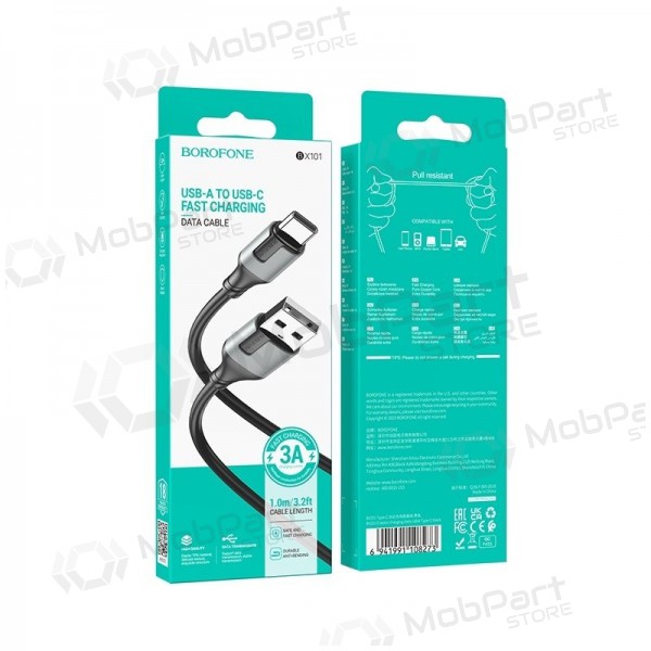 USB kabel Borofone BX101 USB-A to USB-C 1.0m svart