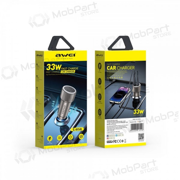 Billaddare Awei C-858 33W 2xUSB-C svart
