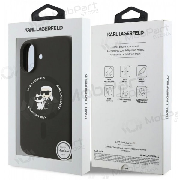 Apple iPhone 17 fodral - Karl Lagerfeld Liquid Silicone Karl and Choupette MagSafe (svart)