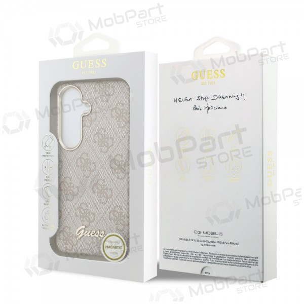 Samsung Galaxy S26 fodral - Guess PU 4G Script Metal Logo Magnetic (rosa)