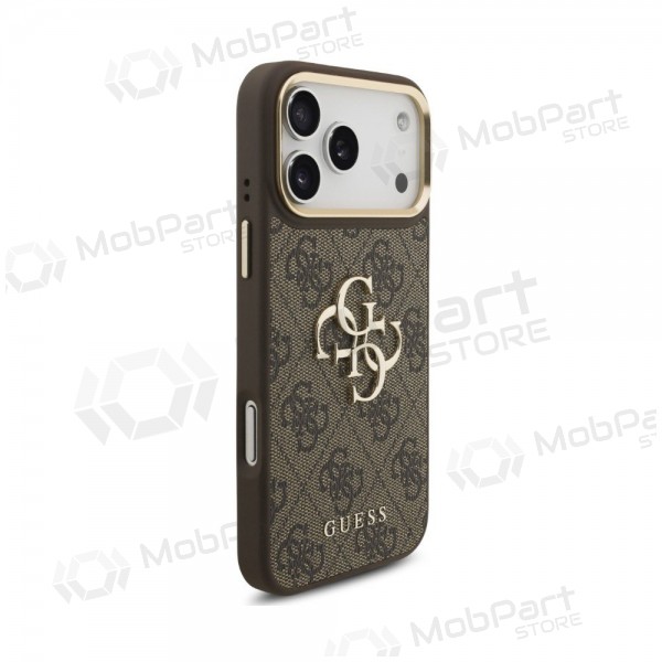 Apple iPhone 18 Pro Max fodral - Guess PU Leather 4G Metal Logo Gold Frame (brun)