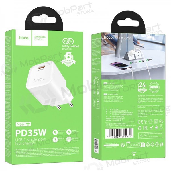 Telefonladdare Hoco N66 35 W GaN USB-C vit