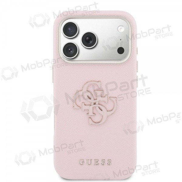 Apple iPhone 17 Pro Max fodral - Guess PU Grained 4G Resin Metal Logo (rosa)