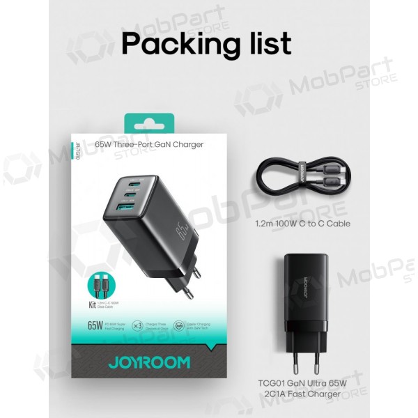 Telefonladdare Hoco N66 35 W GaN USB-C + USB-A med Lightning-kabel 1 m vit