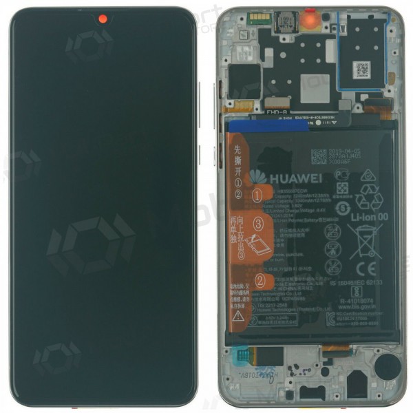 Huawei P30 Lite 48MP skärm (vit) (med ram och batteri) (service pack) (original)