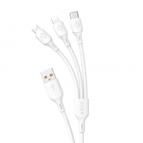 USB-kabel Dudao L8A-3in1 USB-A till USB-C / Micro USB / Lightning 1.2 m 6A