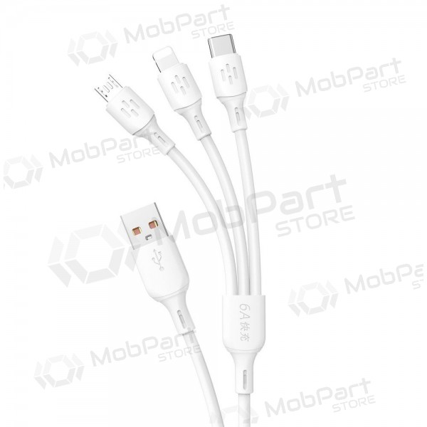 USB-kabel Dudao L8A-3in1 USB-A till USB-C / Micro USB / Lightning 1.2 m 6A