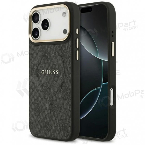 Apple iPhone 17 Pro fodral - Guess PU Leather 4G Gold Frame MagSafe (svart)