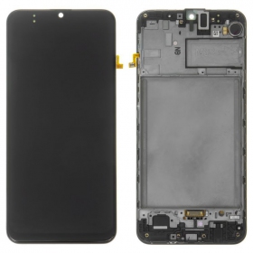 Samsung M307 Galaxy M30S 2019 / M215 Galaxy M21 2020 skärm (svart) (med ram) (service pack) (original)
