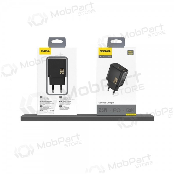 Telefonladdare Dudao A27 25 W GaN USB-C svart