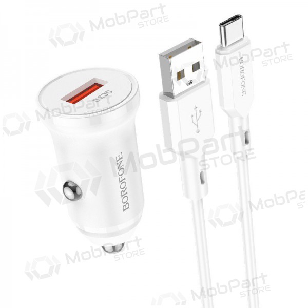 Laddare automobilinis Borofone BZ18 Quick Charge 3.0 18W + Type-C (vit)