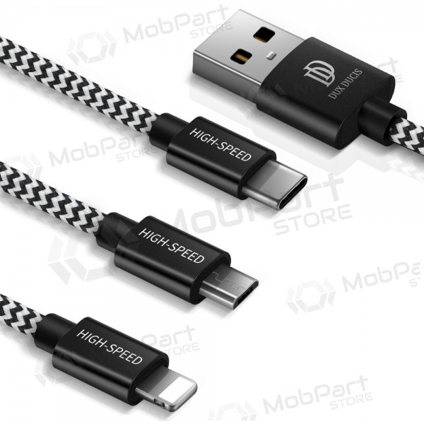 USB-kabel Dux Ducis K-ONE 3in1 microUSB-Lightning-Type-C fastcharging 1.2m