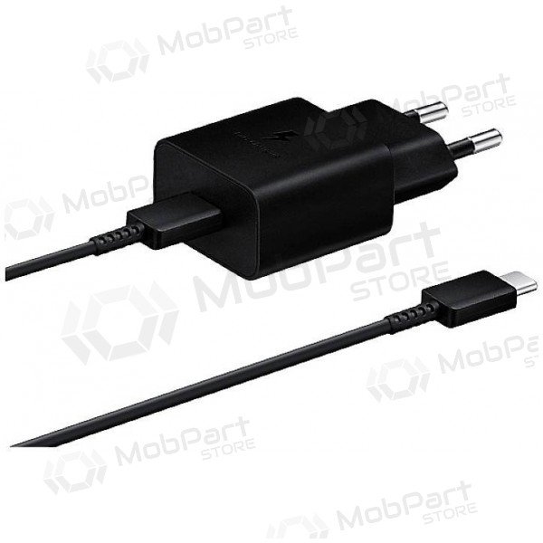 Laddare original Samsung EP-T1510XBEGEU 15W + kabel Type-C 1m förpackningen innehåller svart