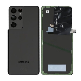 Samsung G998 Galaxy S21 Ultra 5G baksida / batterilucka (Phantom Black) (begagnad grade A, original)