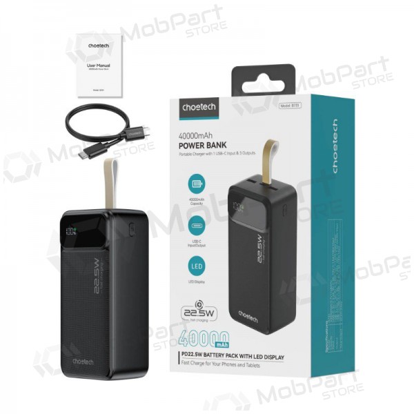 Powerbank Power Bank Choetech B731 22.5W 40000mAh svart