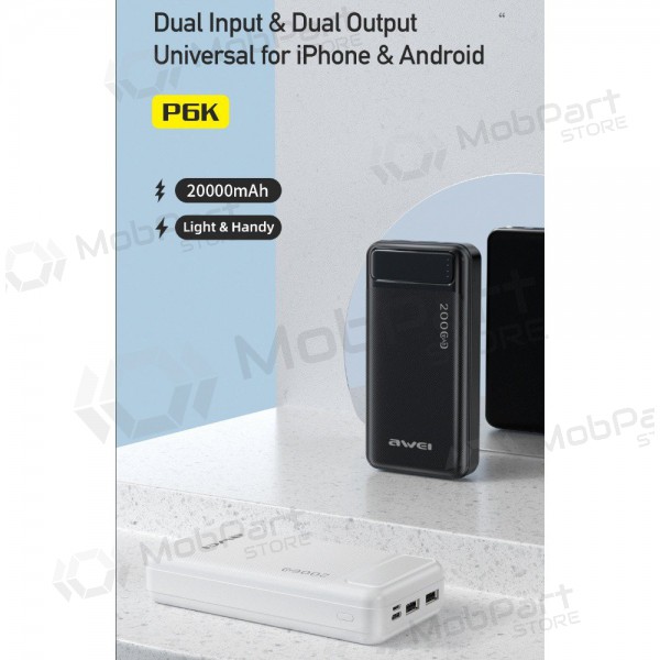 Powerbank Power Bank Awei P6K 5V/2.1A 20000mAh svart