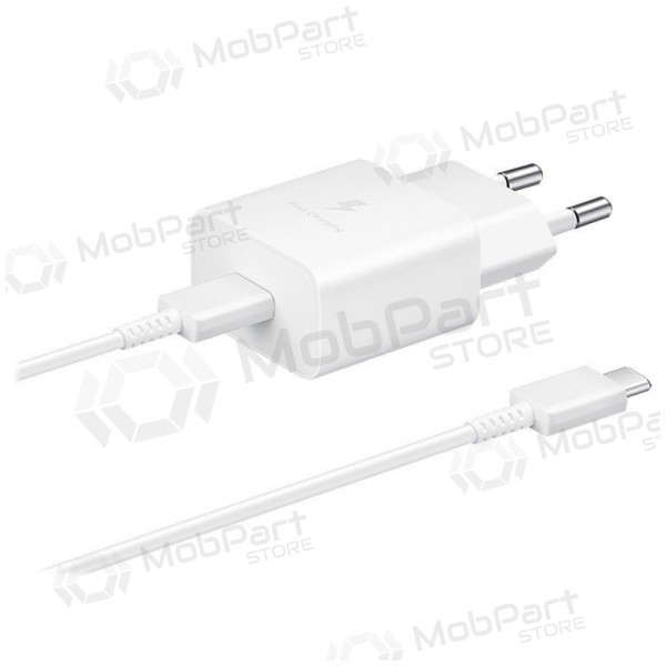 Laddare original Samsung EP-T1510XWEGEU 15W + kabel Type-C 1m förpackningen innehåller vit