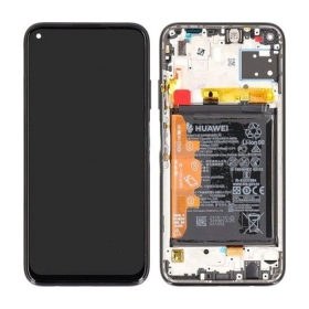 Huawei P40 Lite skärm (svart) (med ram och batteri) (service pack) (original)