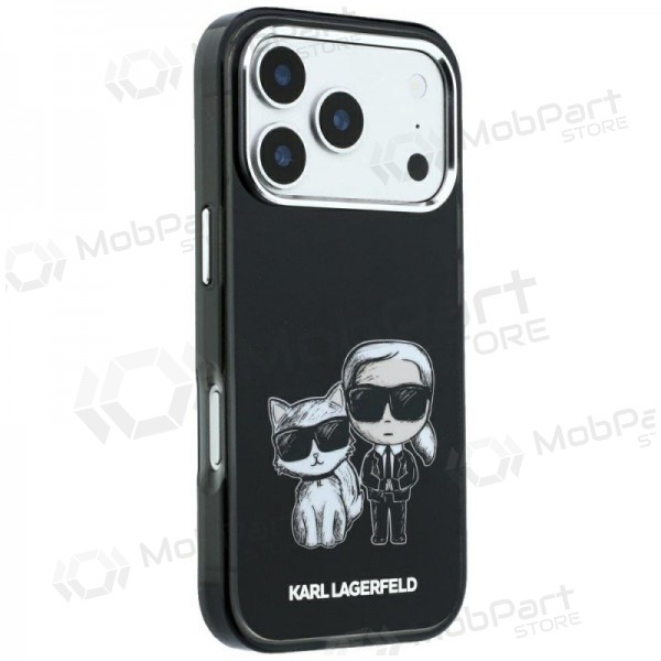 Apple iPhone 18 Pro fodral - Karl Lagerfeld PU Semi Wrap Smooth Sketch Bodies MagSafe (svart)