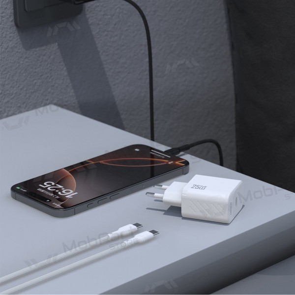 Laddare Dudao A27C GaN 25W USB-C + USB-C till USB-C kabel 1.0m svart
