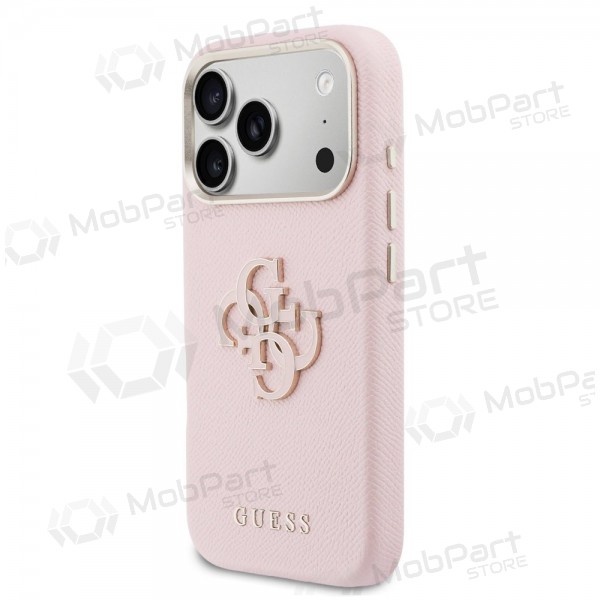 Apple iPhone 17 Pro Max fodral - Guess PU Grained 4G Resin Metal Logo (rosa)