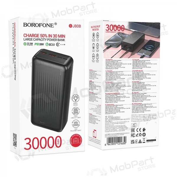 Powerbank Power Bank Borofone BJ80B 22.5W 30000mAh svart