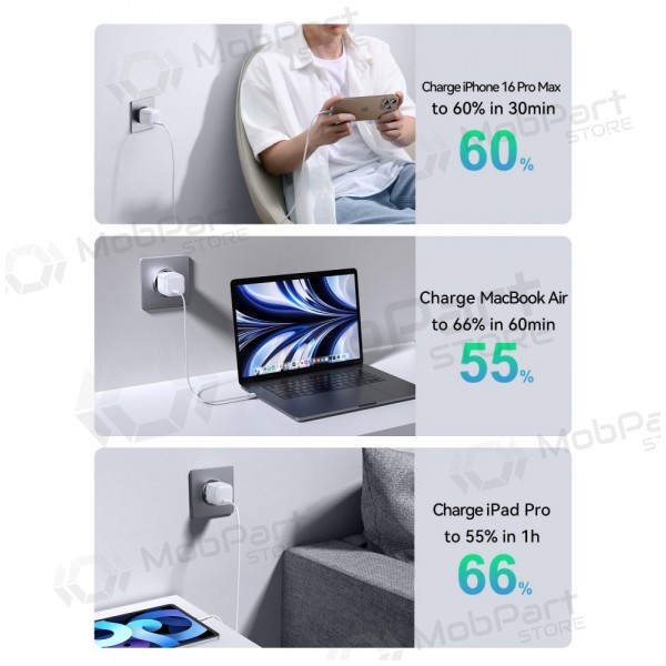 Laddare Joyroom JR-TCG15 30W GaN USB-C vit