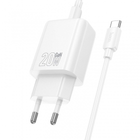 Telefonladdare Hoco N60 GaN USB-C med USB-C-kabel 1 m vit