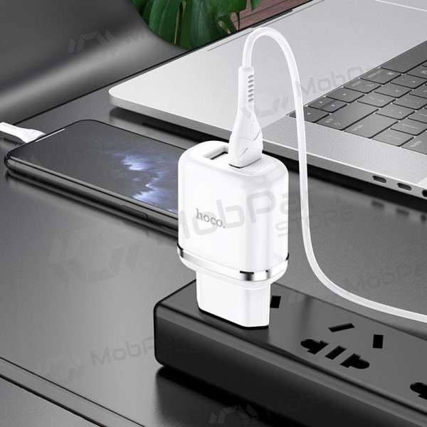 Laddare Hoco N4 X 2 USB  jungtimis + Lightning (2.4A) (vit)