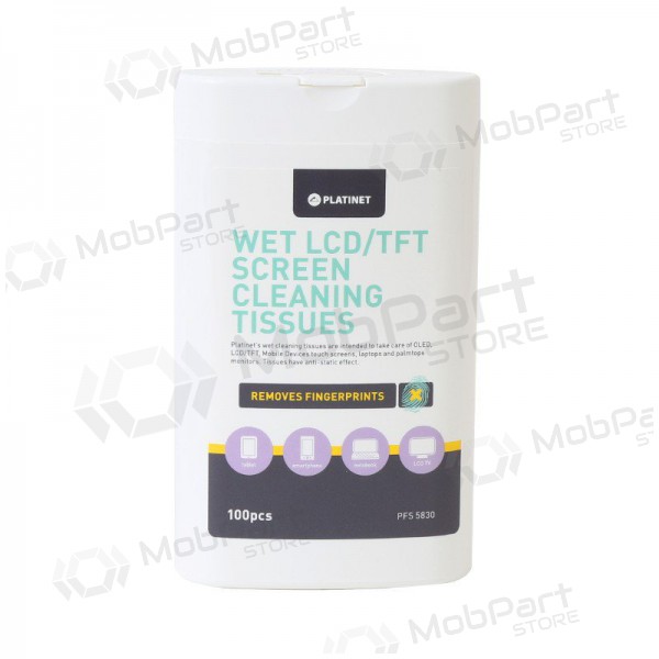 Wet wipes PLATINET for LCD / TFT screens PLATINET 11x9,4cm (100st)