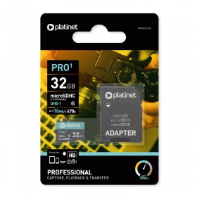 Minneskort Platinet MicroSD 32GB (class10 UHS-I 70MB/S) + SD Adapter