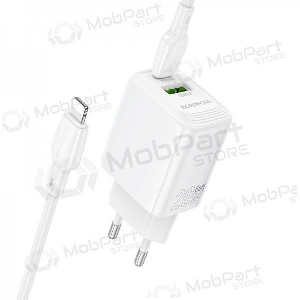 Telefonladdare Borofone BN27 20 W USB-C + USB-A med Lightning-kabel 1 m vit