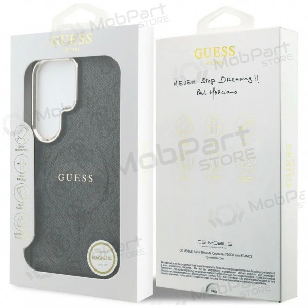Samsung Galaxy S26 Ultra fodral - Guess PU Leather 4G Gold Frame Magnetic (svart)