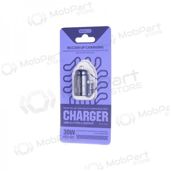 Billaddare Remax RCC359 30 W USB-C + USB-A svart