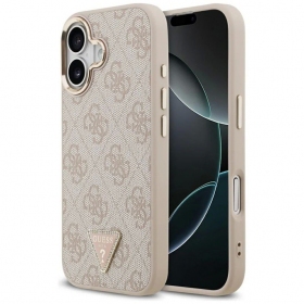 Apple iPhone 17 fodral - Guess PU Leather 4G Strass Triangle Logo Gold Frame MagSafe