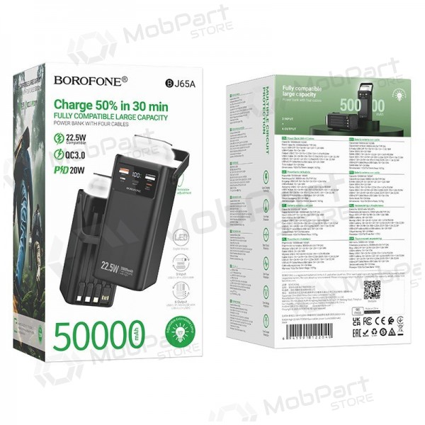 Powerbank Power Bank Borofone BJ65A 22.5W 50000mAh svart