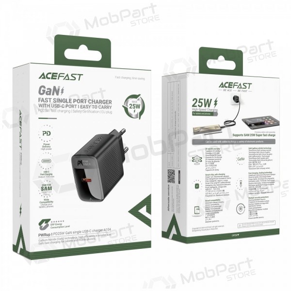 Telefonladdare Acefast A104 25 W GaN USB-C svart
