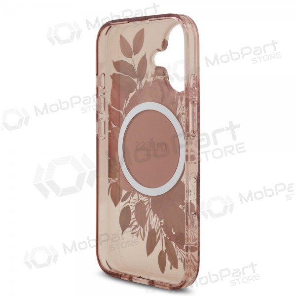 Apple iPhone 17 fodral - Guess IML Flowers Strap MagSafe (rosa)