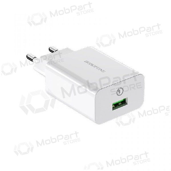 Laddare BOROFONE BA21A Long journey QC3.0 USB 18W (3.6V-6.5V/3A, 6.6V-9V/2A, 9.1V-12V/1.5A) (vit)