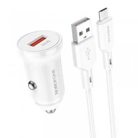 Laddare automobilinis Borofone BZ18 Quick Charge 3.0 18W + MicroUSB (vit)