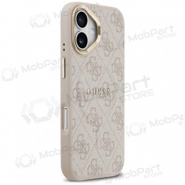 Apple iPhone 17 fodral - Guess PU Leather 4G Gold Frame MagSafe (rosa)