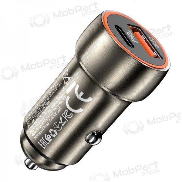 Laddare automobilinis Hoco Z46A USB-A/Type-C PD20W+QC3.0 grå