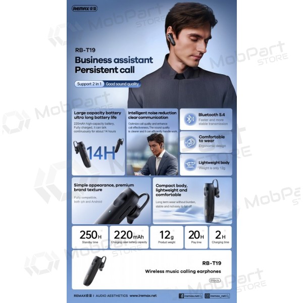 Trådlös headset Remax RB-T19 svart