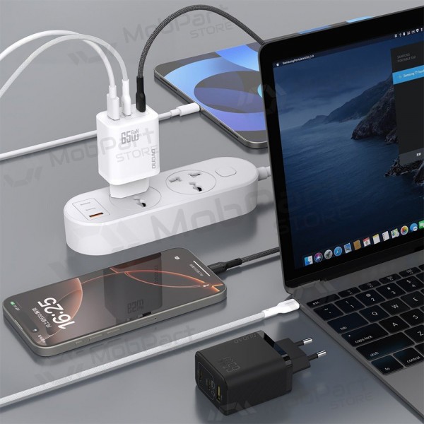 Telefonladdare Dudao A28PC 45 W GaN 2x USB-C med USB-C-kabel 1 m svart