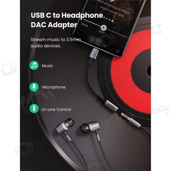 Ljudadapter Ugreen AV161 USB-C till 3.5 mm grå